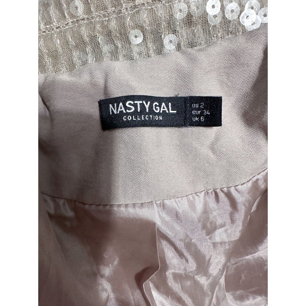Nasty Gal Champagne Sequin Blazer Party Open Front Size US 2 Jacket Only - Picture 5 of 11